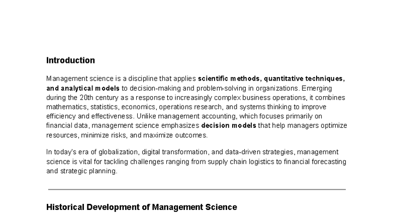 Introduction to Management Science: Concepts and Applications - Studocu