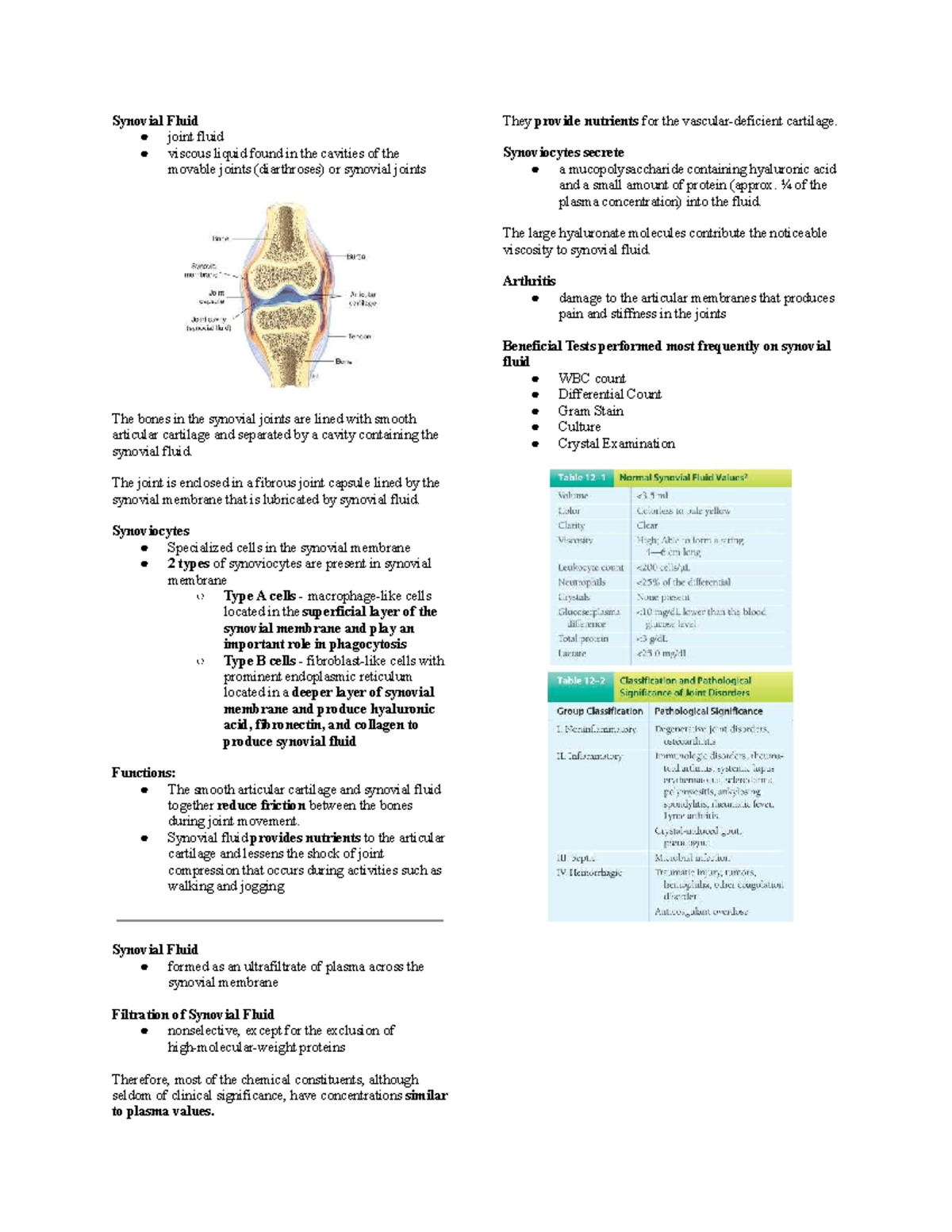 Synovial Fluid Analysis: Composition, Functions, and Clinical ...