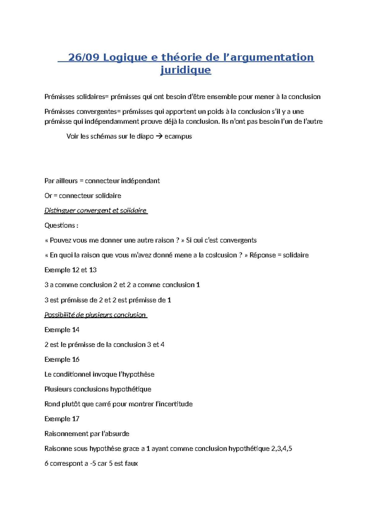 Lg.Th - Cours de Logique: Théorie et Pratique de l'Argumentation - Studocu