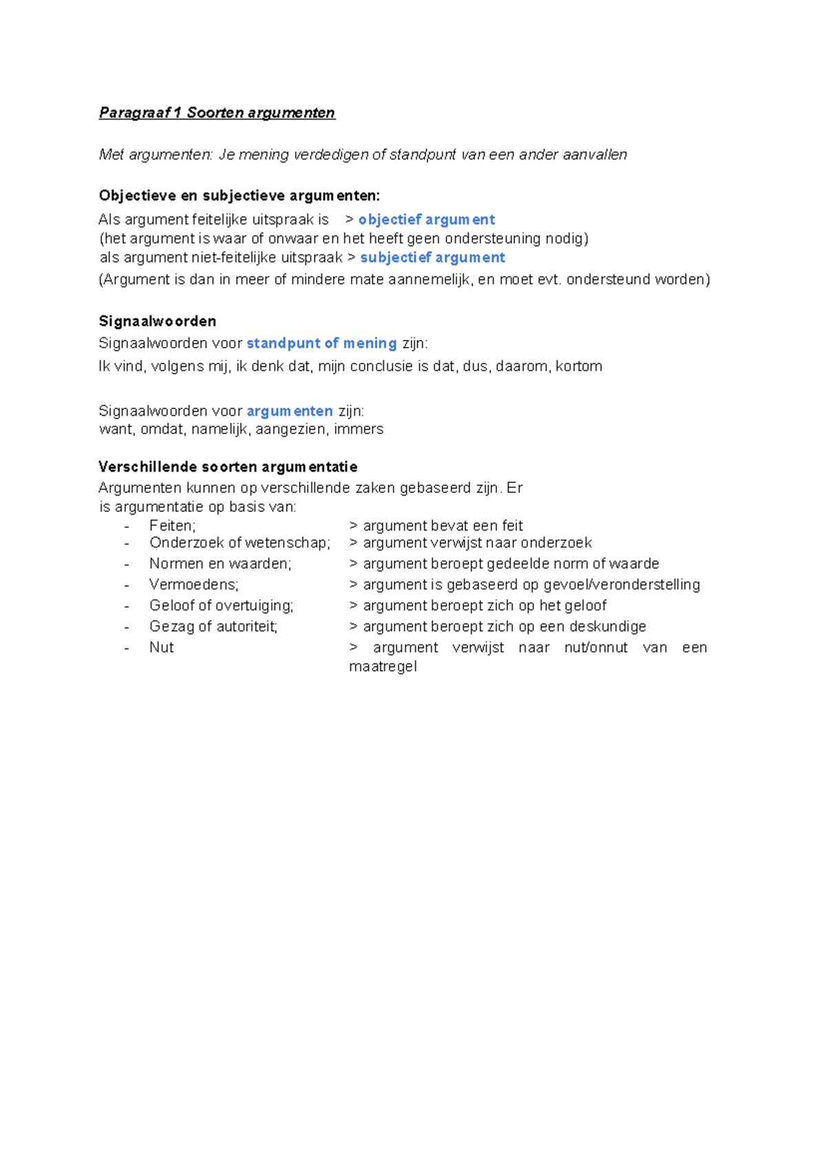 NL Argumenteren: Soorten Argumenten en Redeneringen Uitleg - Studeersnel