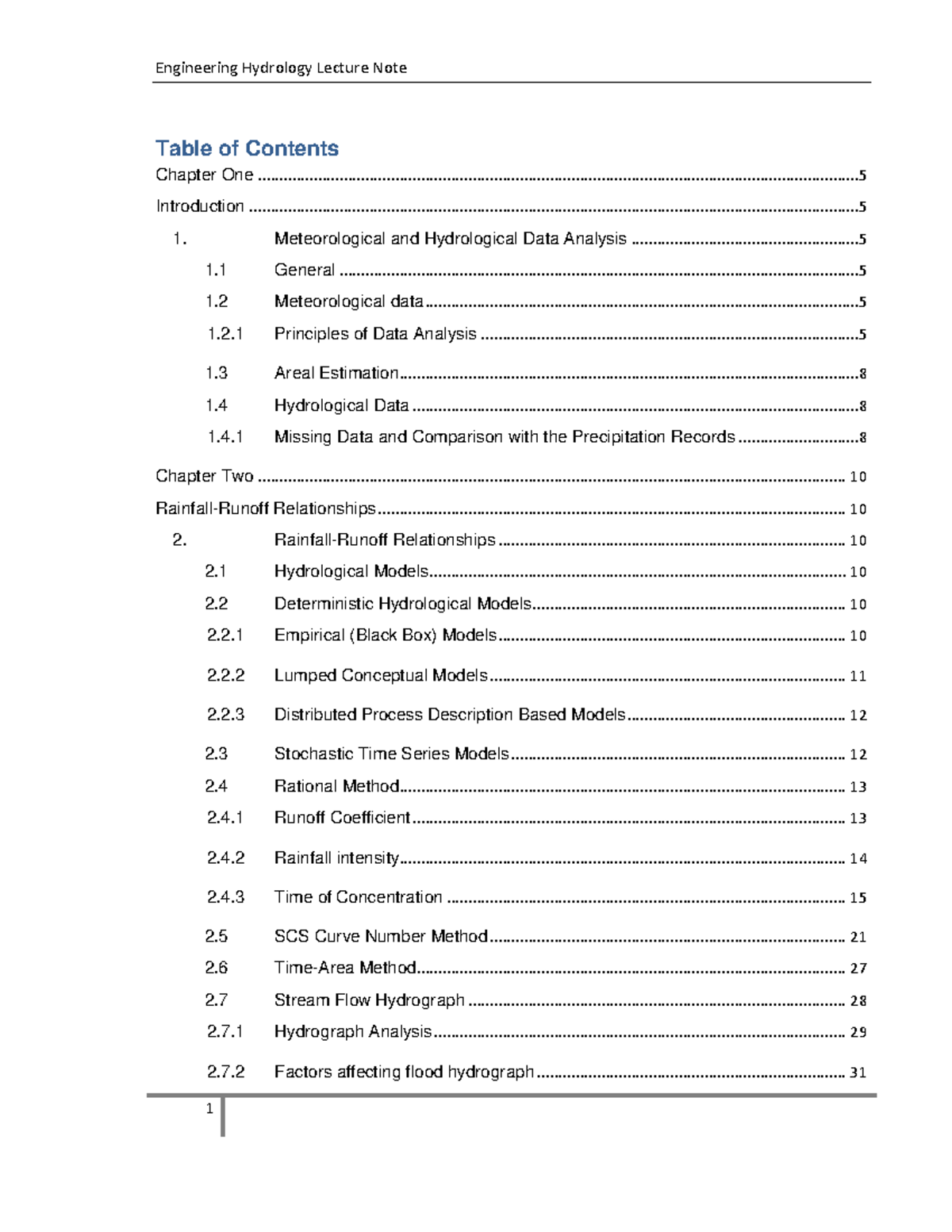 Engineering Hydrology (ENGR 444) Lecture Notes and Analysis - Studocu