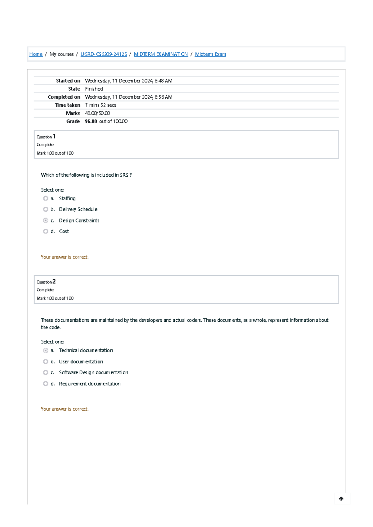 UGRD-CS6209 Software Engineering 1 - Midterm Exam Overview & Questions ...