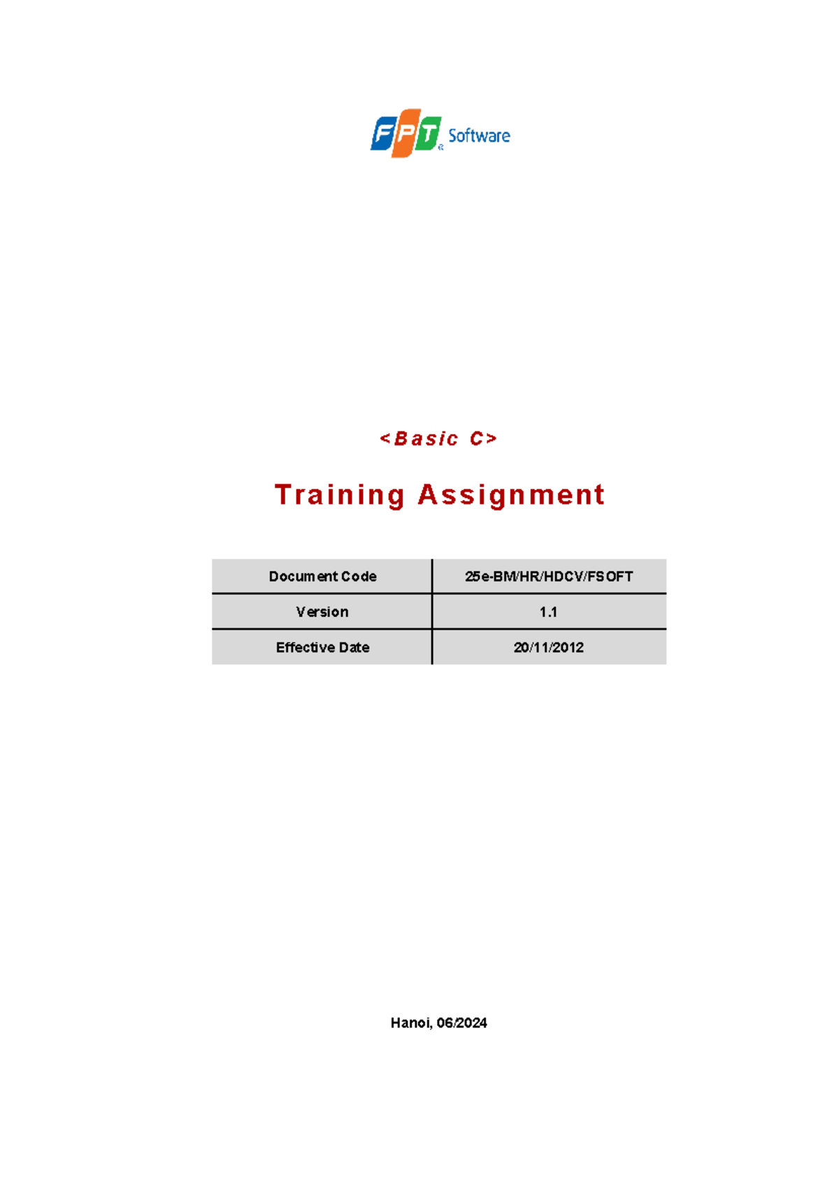 CPL-Basic C Mock T01 - côde - Trai ni ng Assi gnment Document Code ...