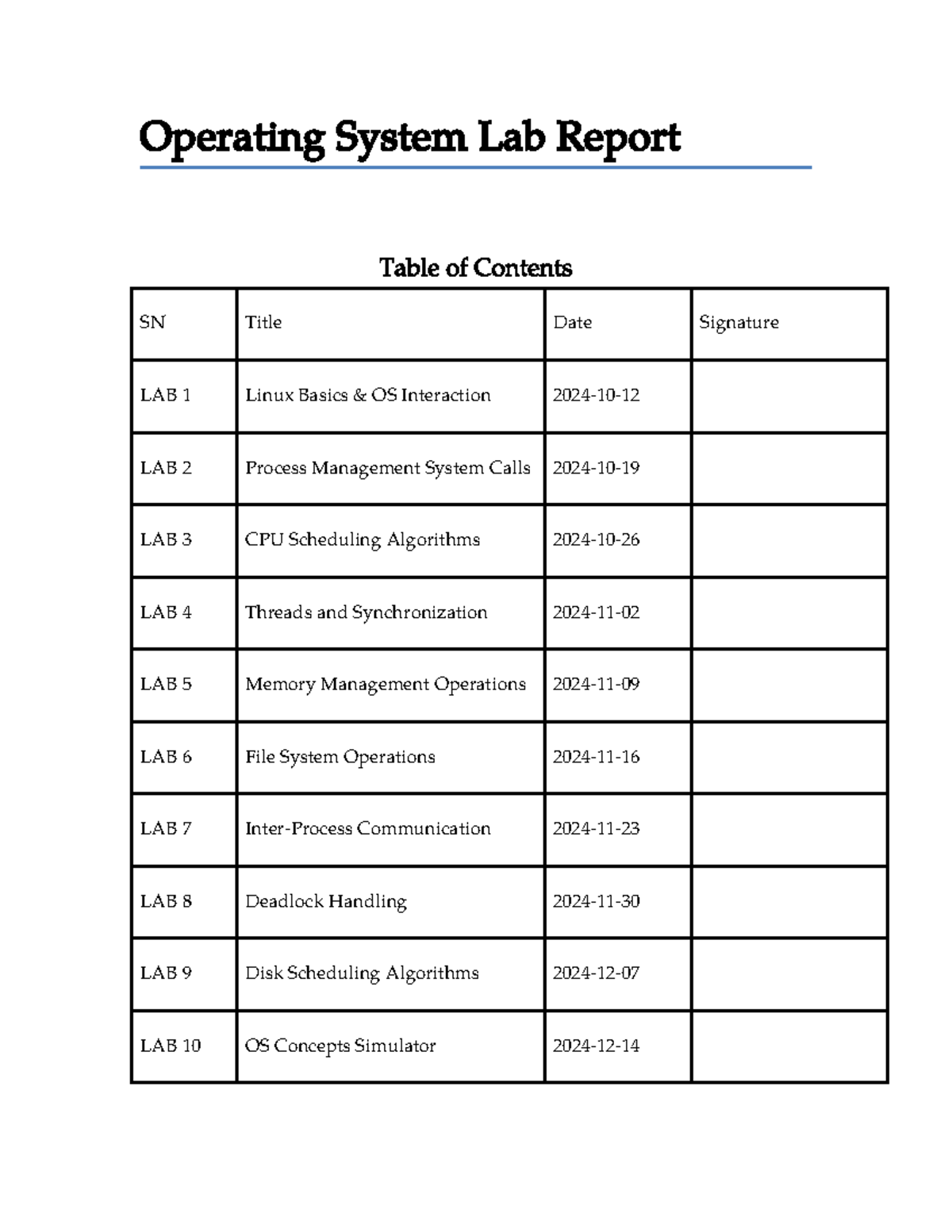 OS Lab Report: Key Concepts and Experiments in OS (CS101) - Studocu