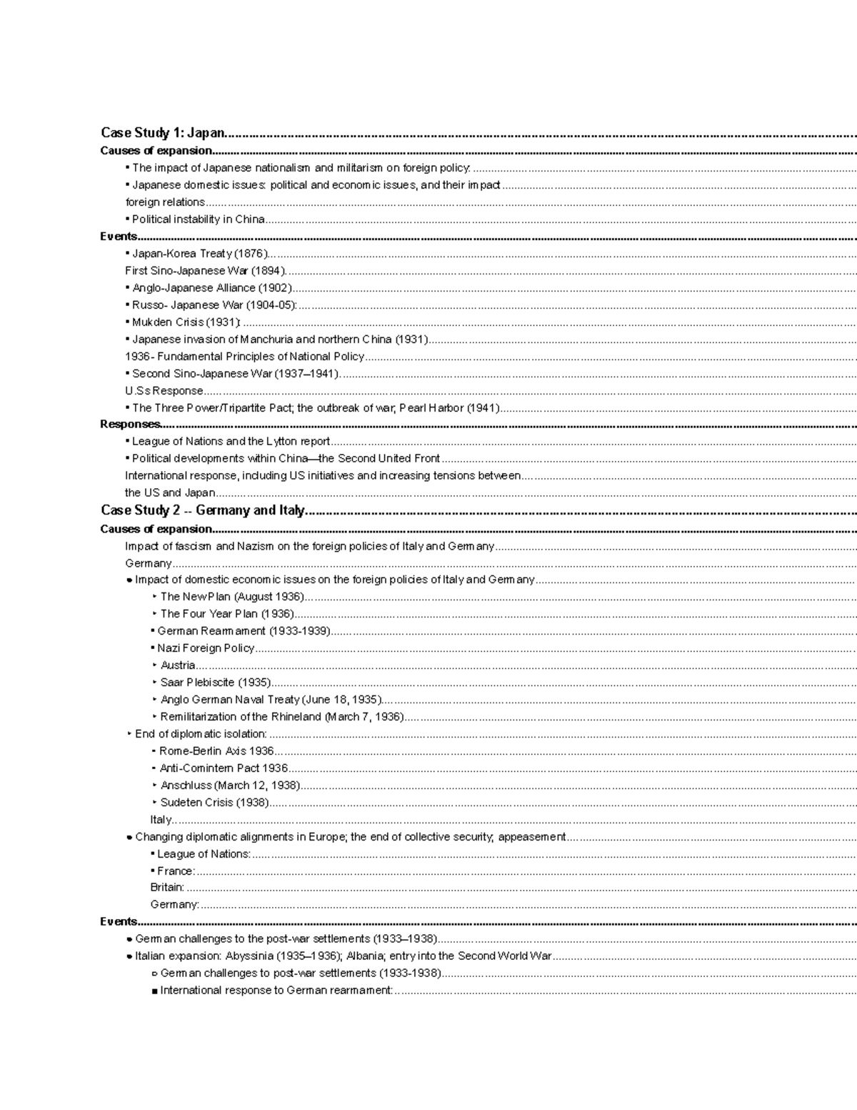 Paper 1: Move to Global War Study Guide (JPN & GER/ITA) - Case Study 1 ...