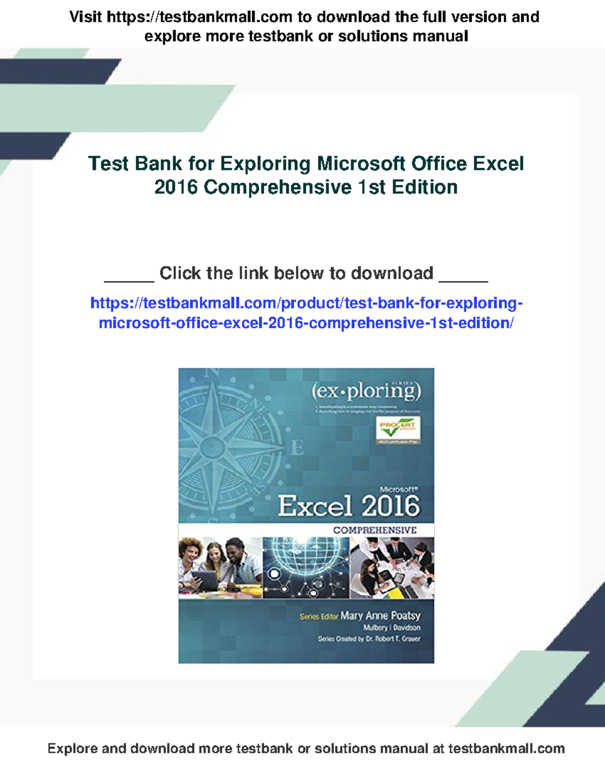 18618 - Test Bank for Exploring Microsoft Office Excel 2016 ...