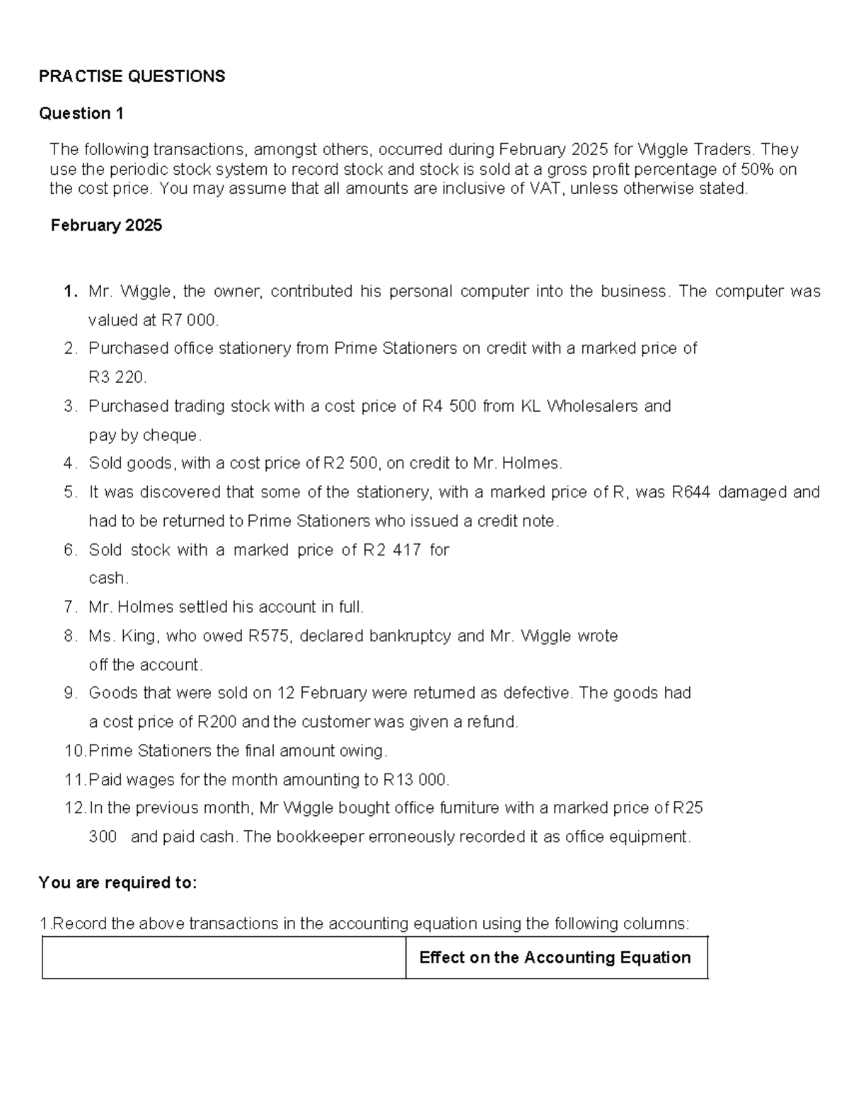 Accounting Equation Practice Questions for 2025 - ACC101 - Studocu