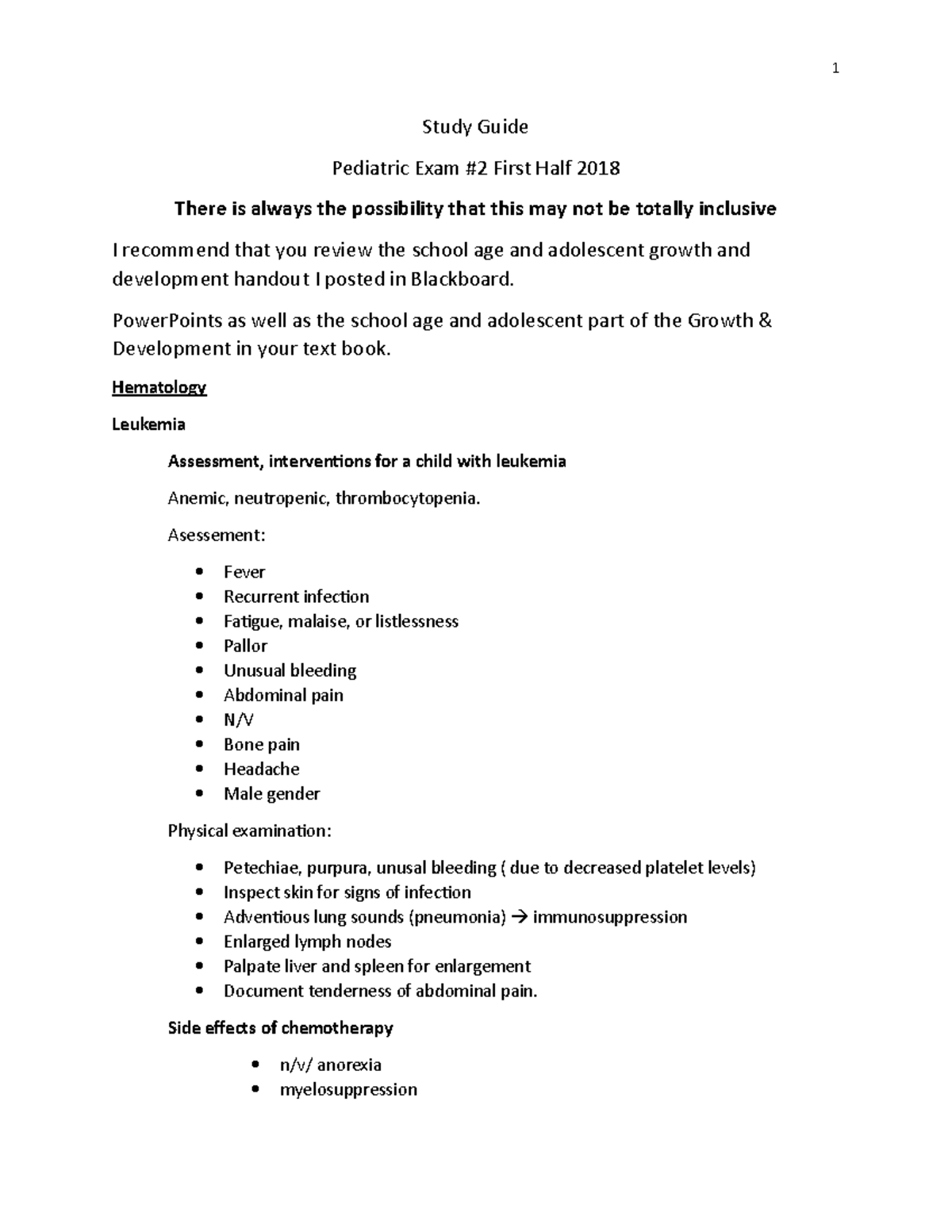 PEDS 2 Study Guide: Key Concepts for Pediatric Exam #2 - Studocu