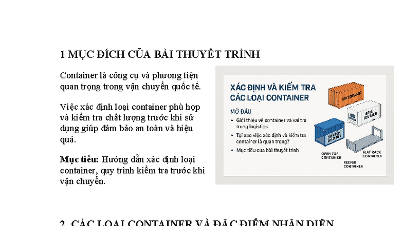 Hướng Dẫn Xác Định và Kiểm Tra Container Trong Vận Chuyển - Studocu