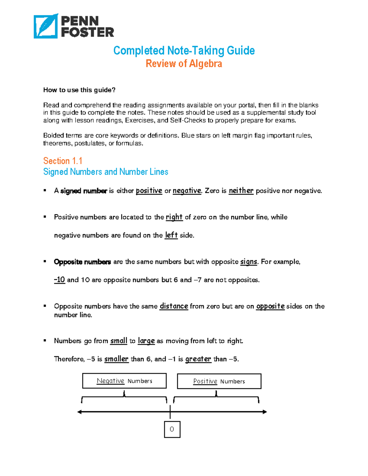 Completed Guided Notes - Algebra Review - Lesson 1.1 to 1.5 - Studocu