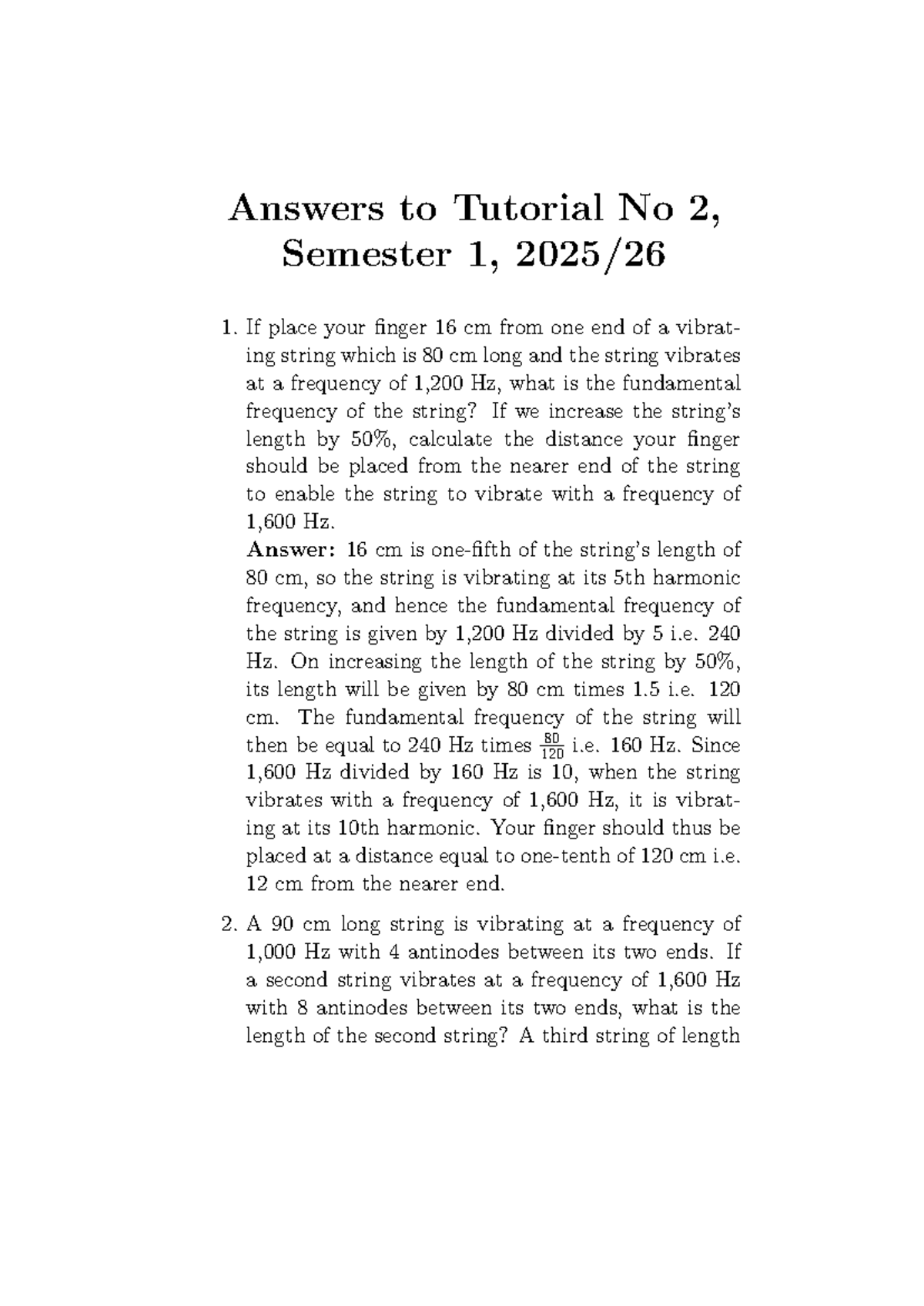 Tut2a26a - Answers to Tutorial No 2, Semester 1 - Studocu