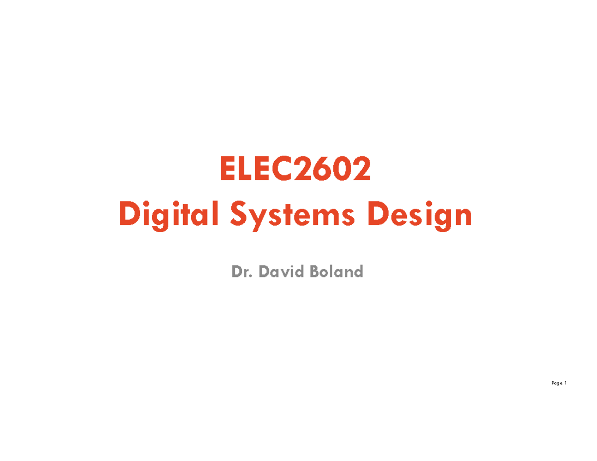 Lecture 1: Counters in Digital Systems Design (ELEC2602) - Studocu