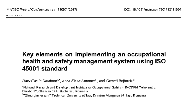 Key Elements for Implementing ISO 45001 OHS Management System - Studocu