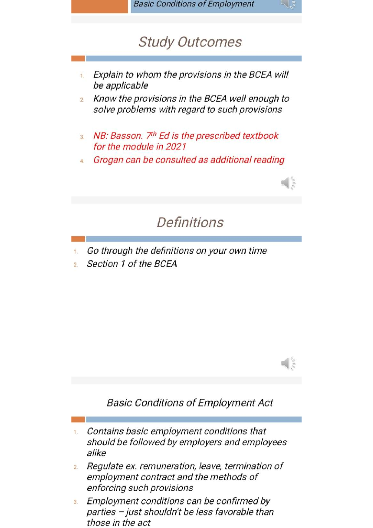 BCEA Overview: Key Employment Conditions & Provisions (Labour Slides ...