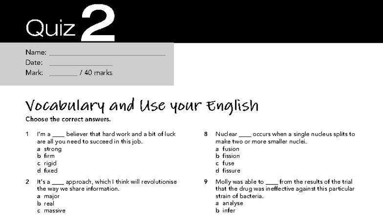C2 Quiz 2 - Vocabulary and Grammar Assessment - Studocu