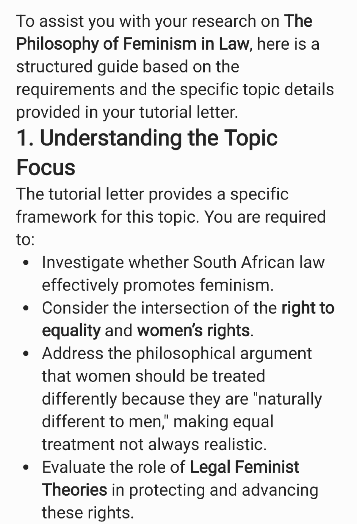 Tutorial Guide: Feminism in Law Research - Studocu