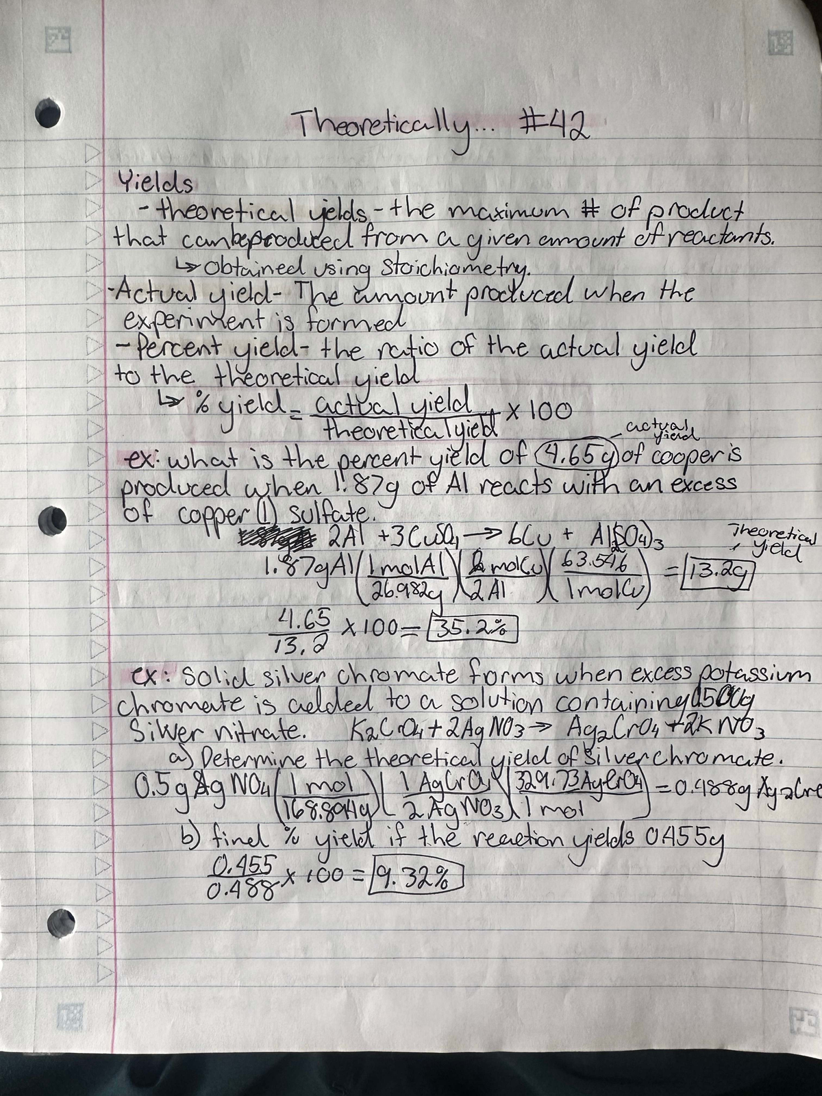 Chem 2635: Theoretical Yields and Kinetic Molecular Theory Notes - Studocu