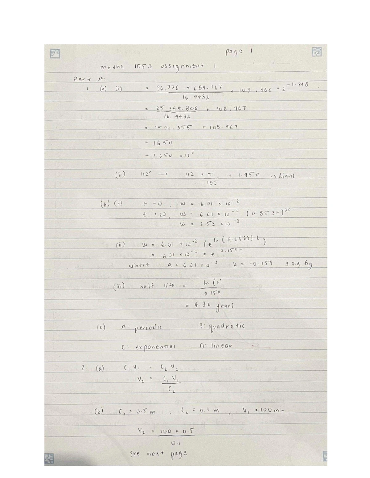 MATH1050 A1 - Assignment 1 - MATH1050 Assignment 1 SID: 540714041 (c ...