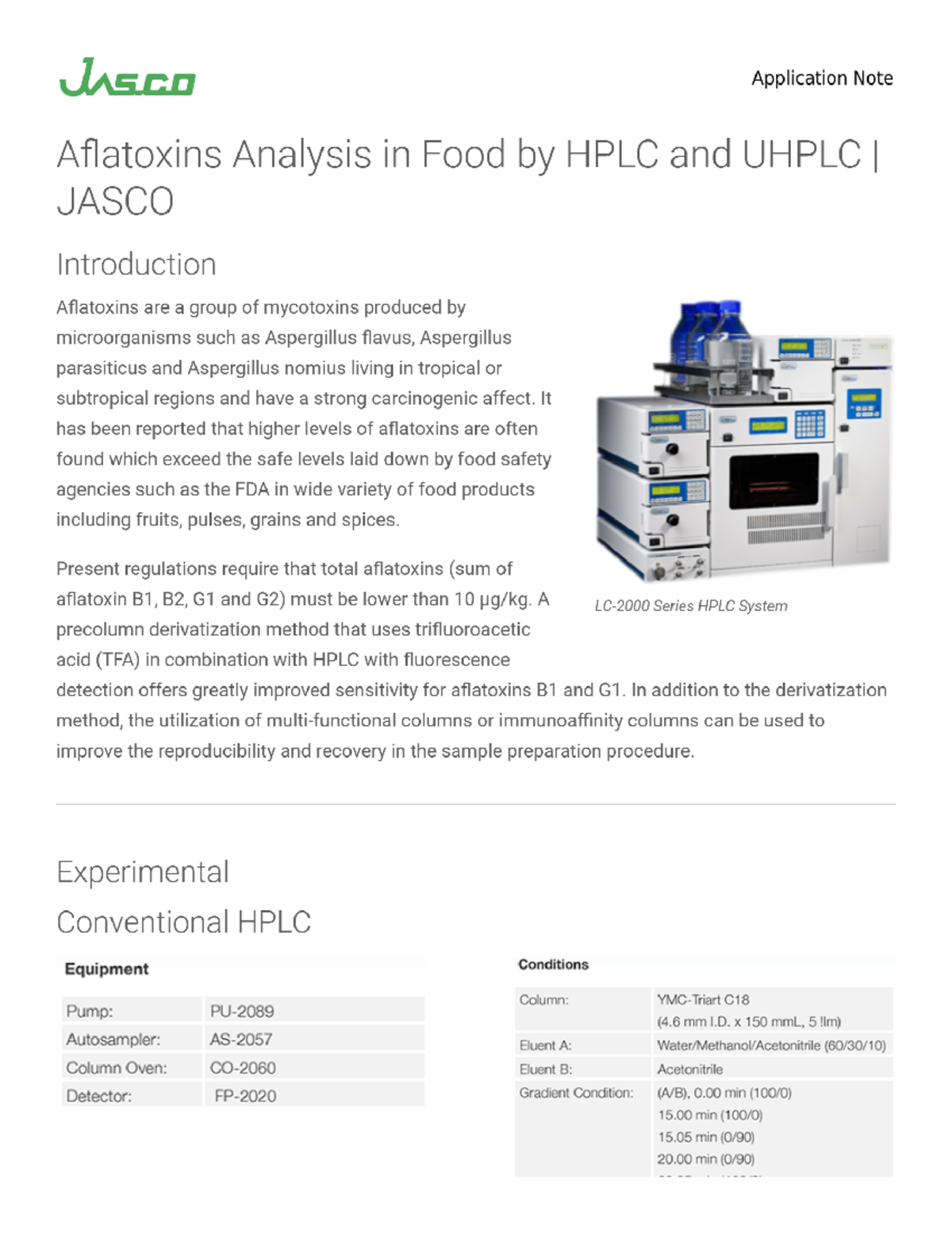 Aflatoxins Analysis in Food by HPLC and Uhplc Jasco - hóa học - Studocu