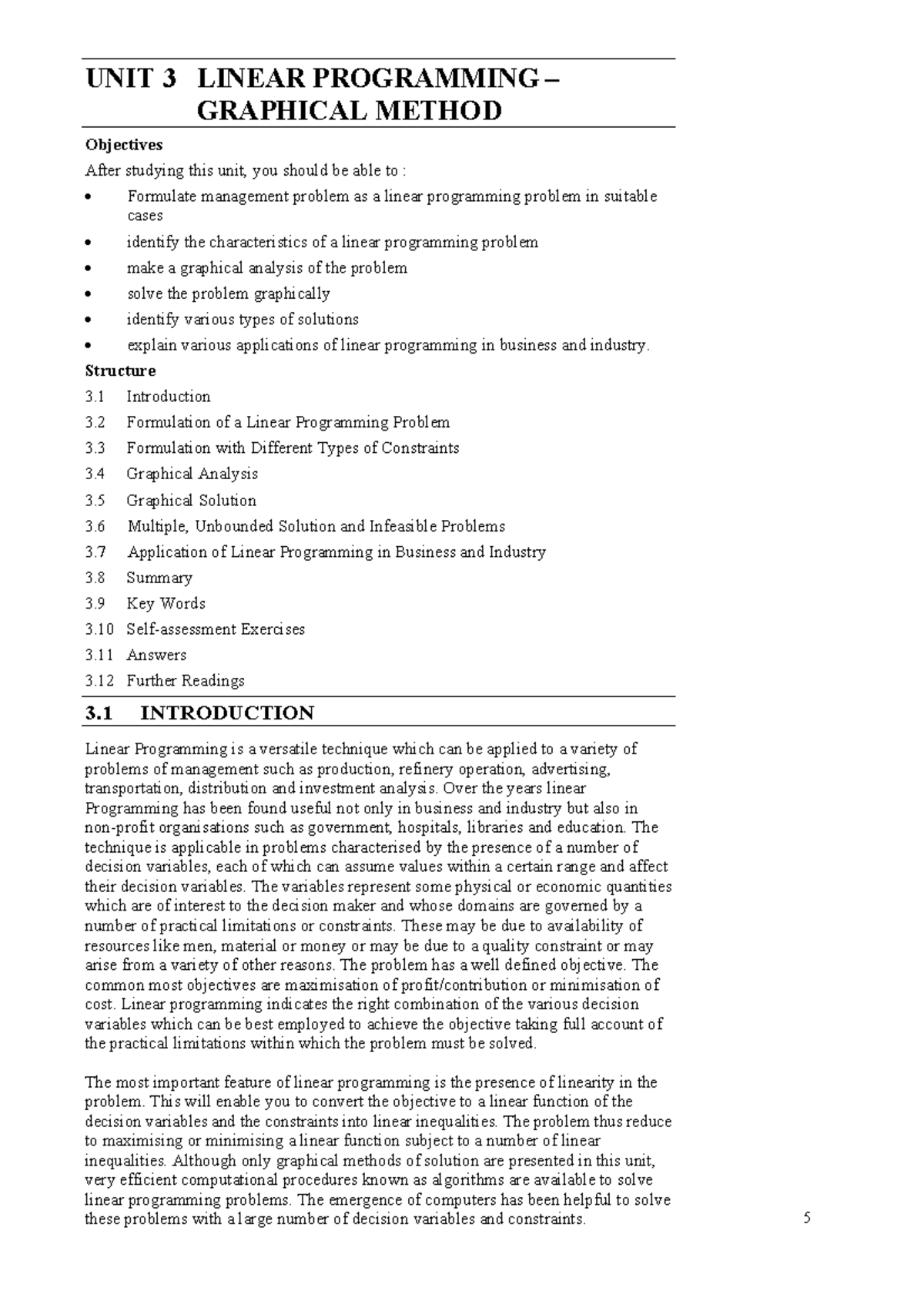 UNIT 3: LINEAR PROGRAMMING GRAPHICAL METHOD - Activities & Solutions ...
