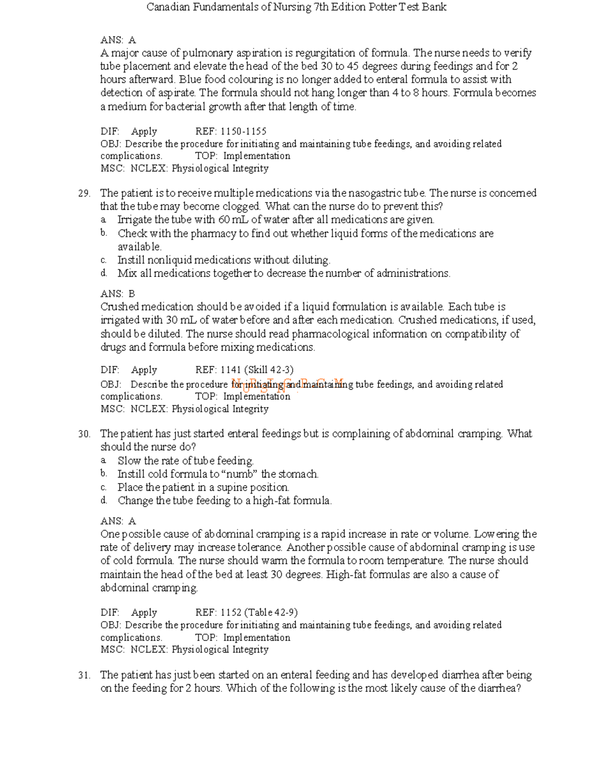 Canadian Fundamentals of Nursing 7th Ed. Potter Test Bank Insights ...