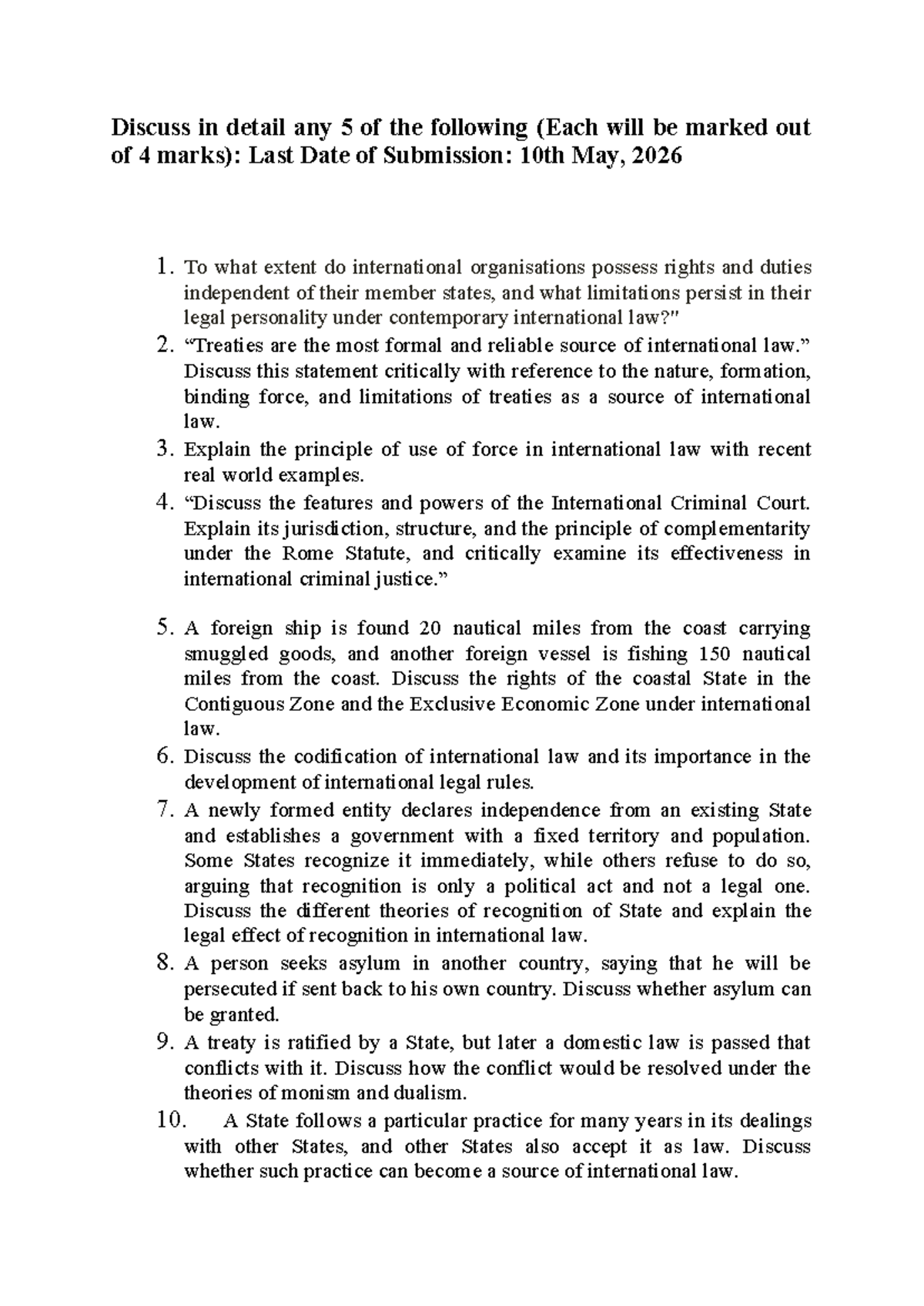 PIL PSDA - Detailed Discussion on International Law Topics - Studocu