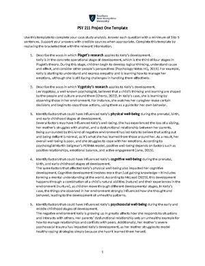 PSY 211 Module 5 Milestone Template: Theories Overview and Analysis ...