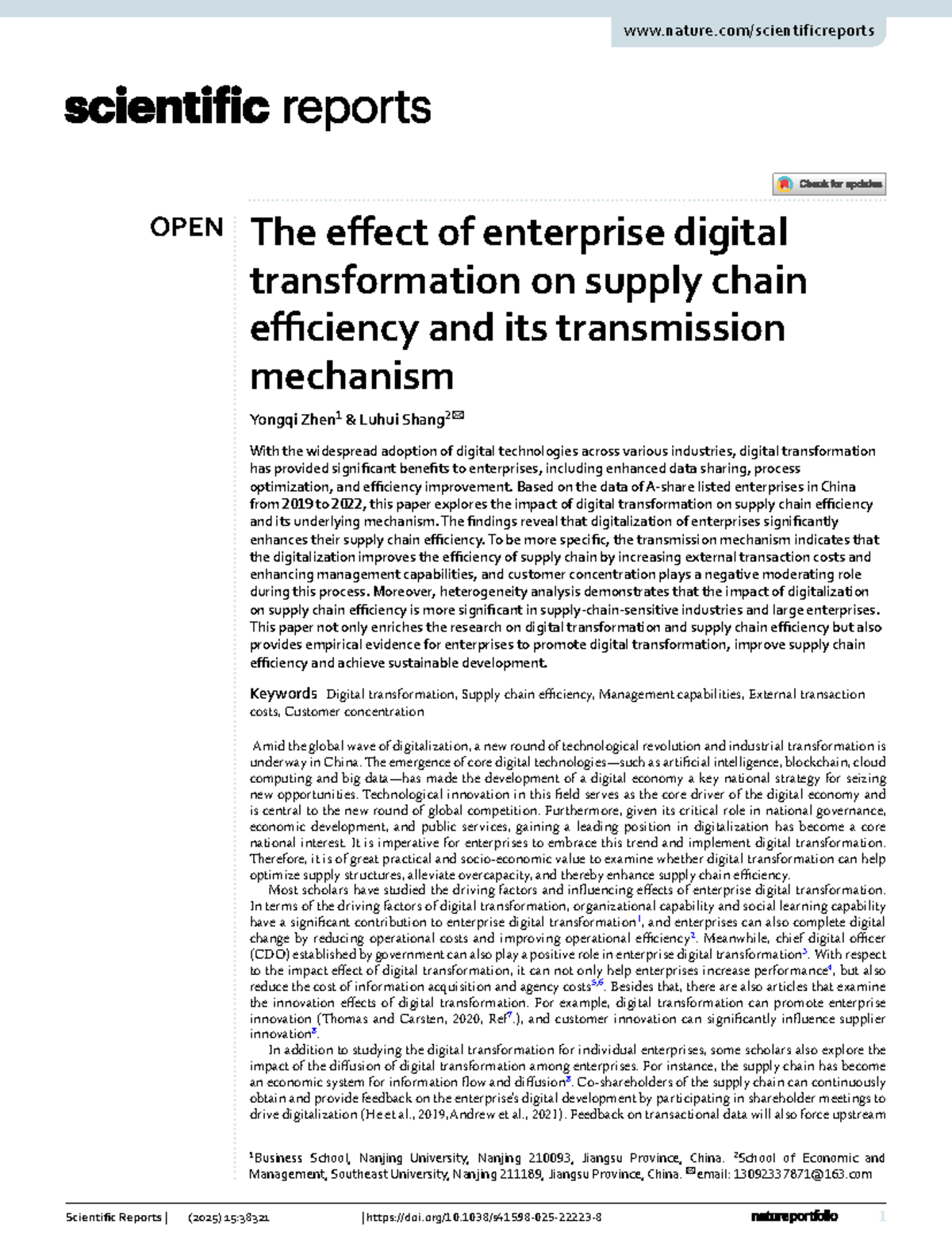 The Impact of Digital Transformation on Supply Chain Efficiency - Studocu