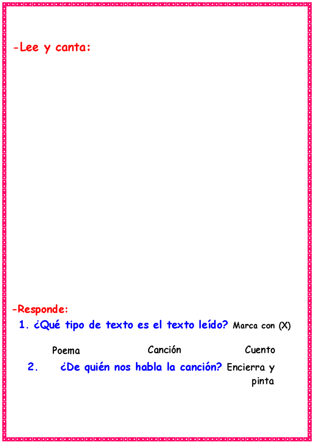 Ficha de Actividades: Leemos y Aprendemos - LA Canción del Elefante 2024 - Document Preview