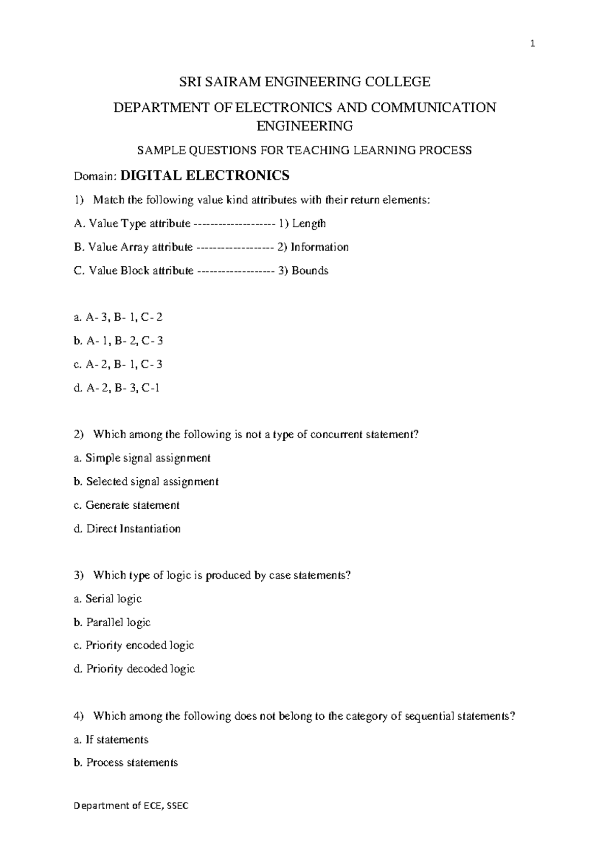 Digital Electronics 1: Sample Questions for Teaching Learning Process ...