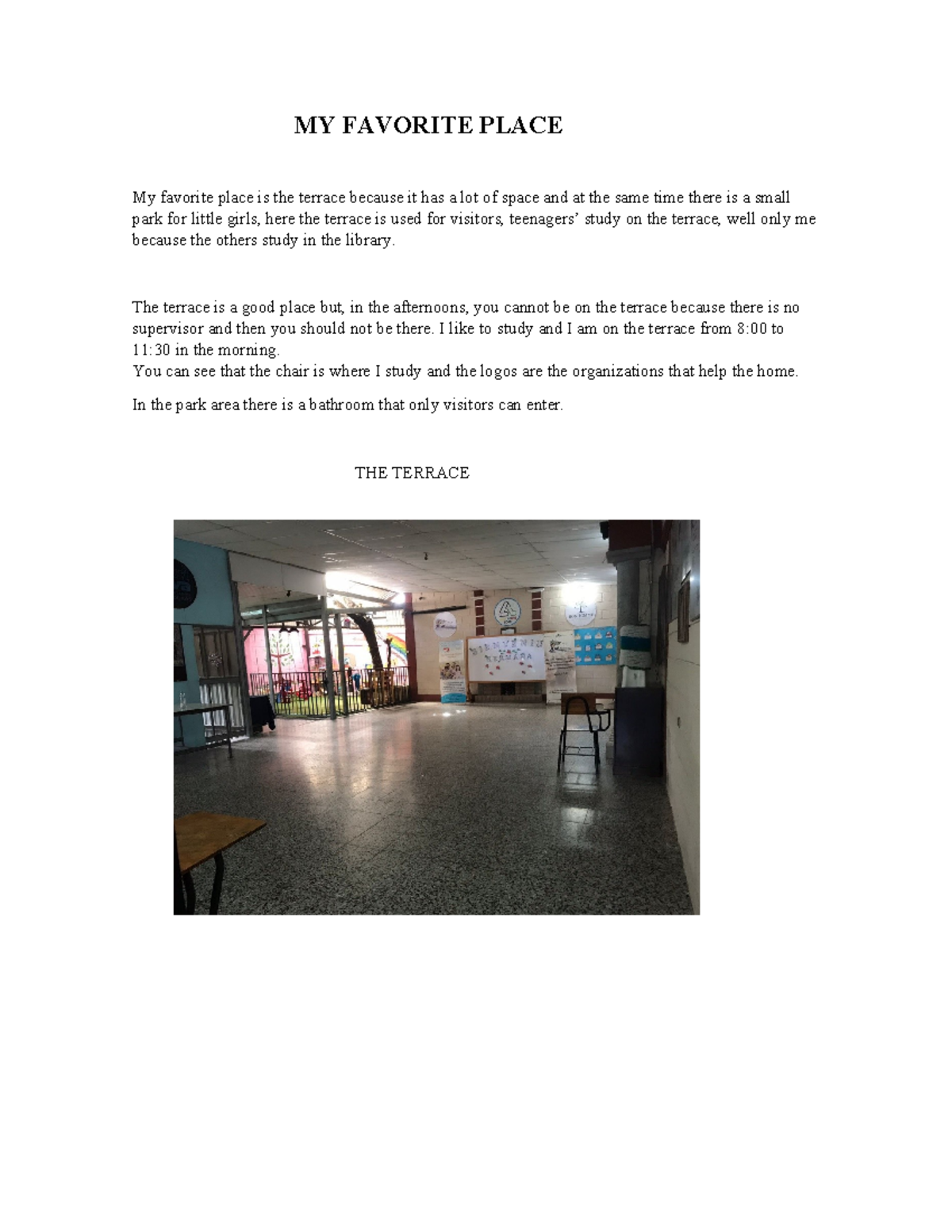 Homework 1 - My Favorite Place: The Terrace Experience - Studocu