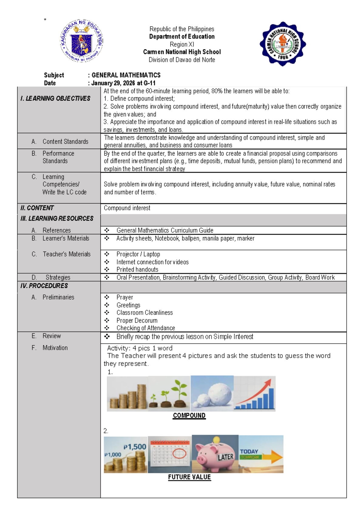 General Mathematics: Compound Interest Study Guide (GM101) - Studocu