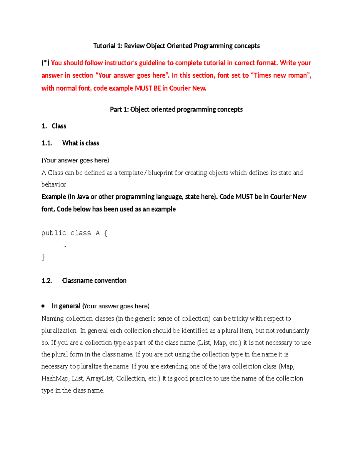 Tutorial 1 SAD - Tutorial 1: Review Object Oriented Programming ...