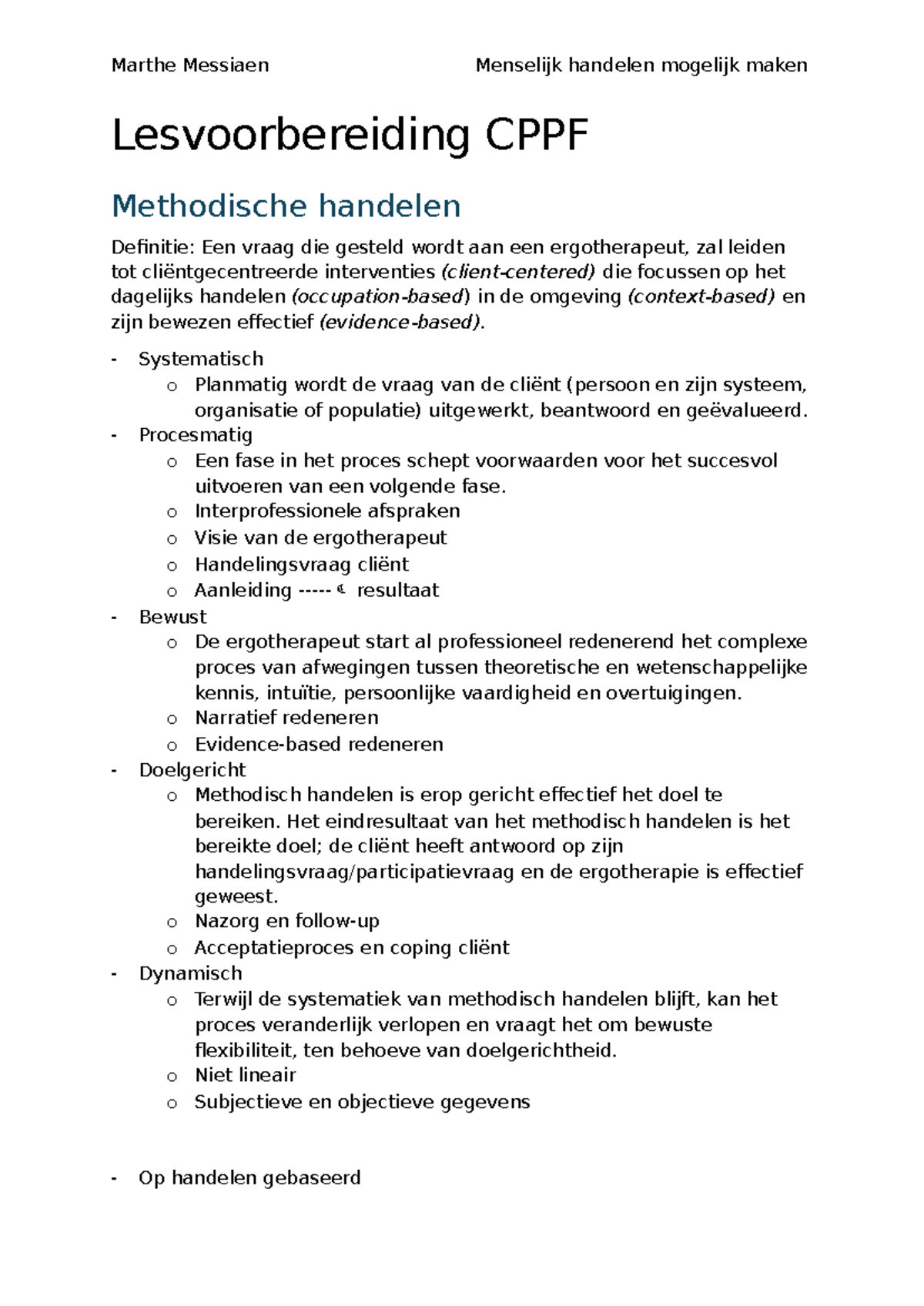 CPPF Lesvoorbereiding: Menselijk Handelen en Effectieve Interventies ...
