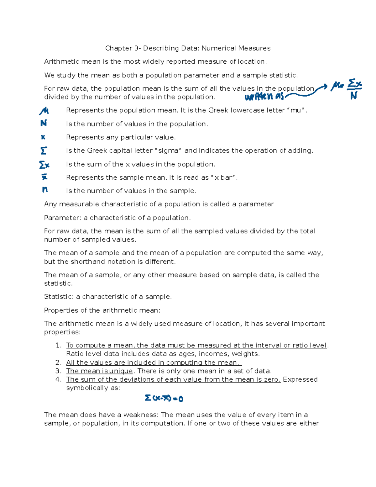 Chapter 3: Describing Data - Numerical Measures and Their Properties ...