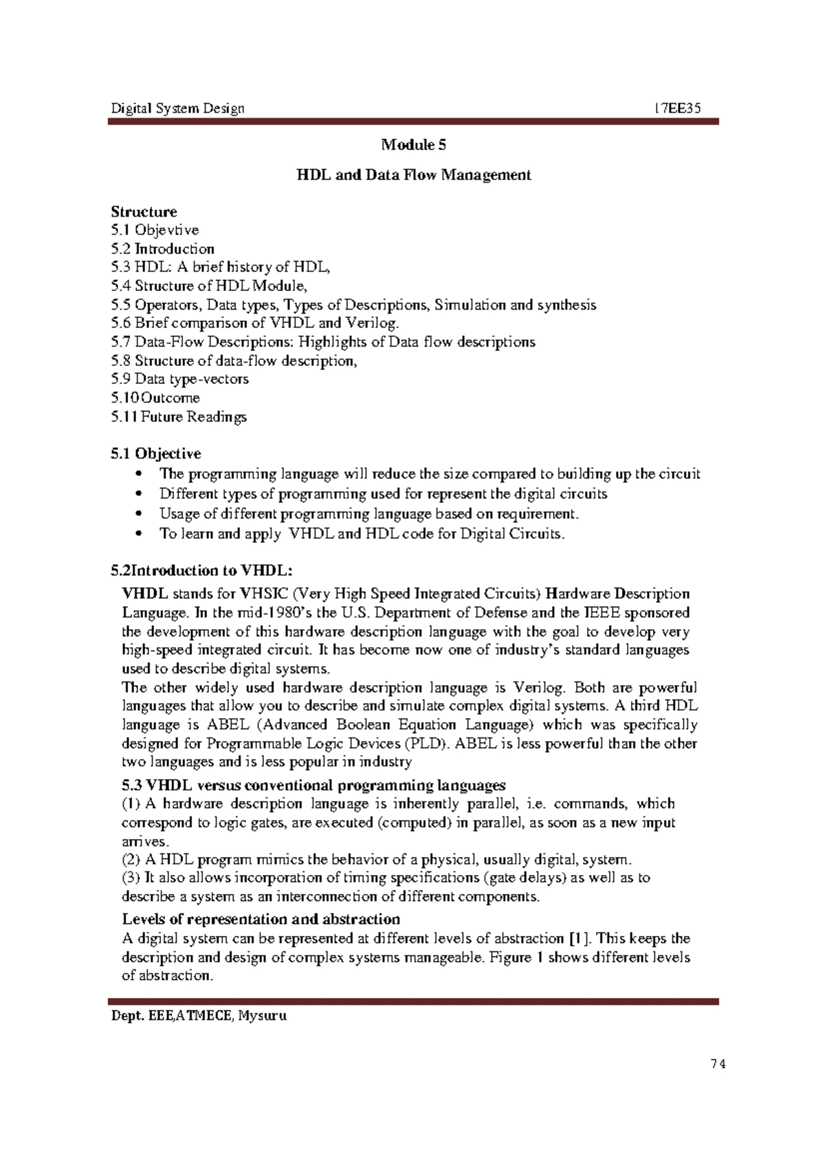 M3 - DSDV - Dept. EEE, ATMECE, Mysuru MODULE 3 Flip Flops and ...
