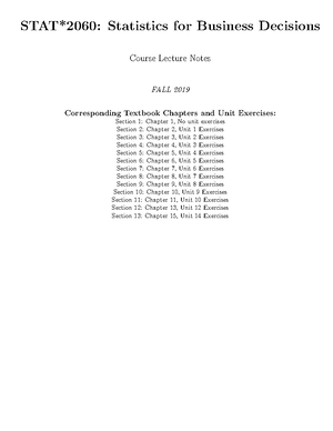 STAT 2060 - U of G - Statistics for Business Decisions - Studocu