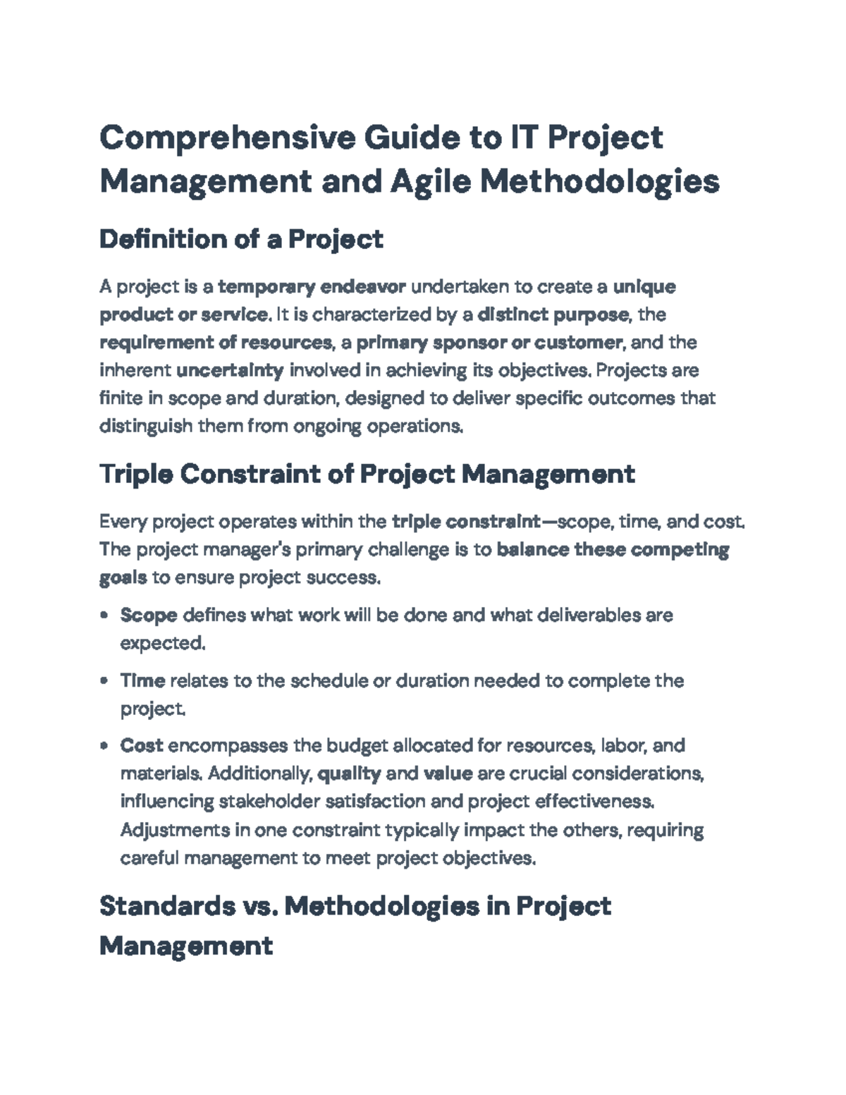 Final Exam Study Guide: IT Project Management & Agile Methods - Studocu