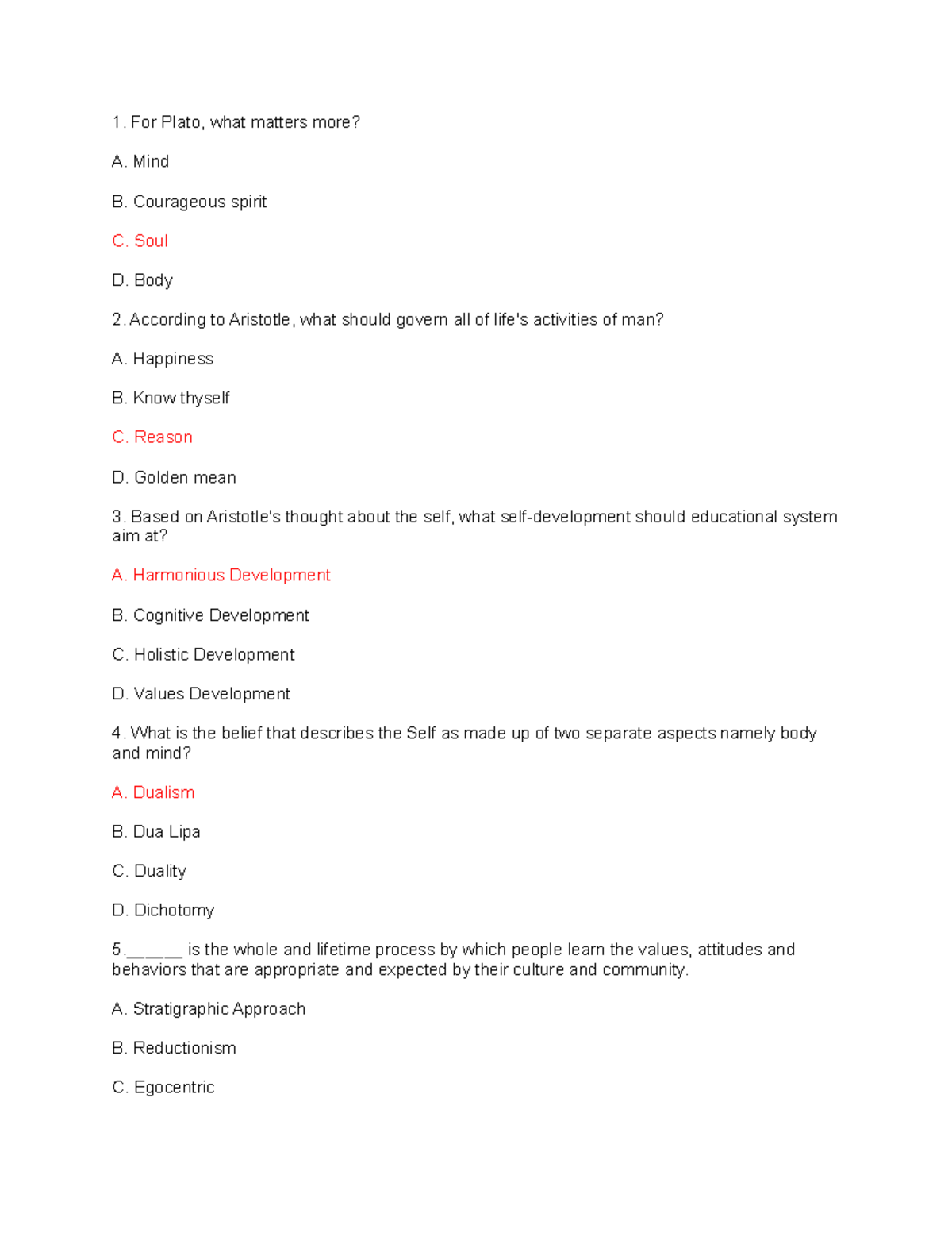 PHIL 101: LET Review Questions on Self and Morality - 2023 - Studocu