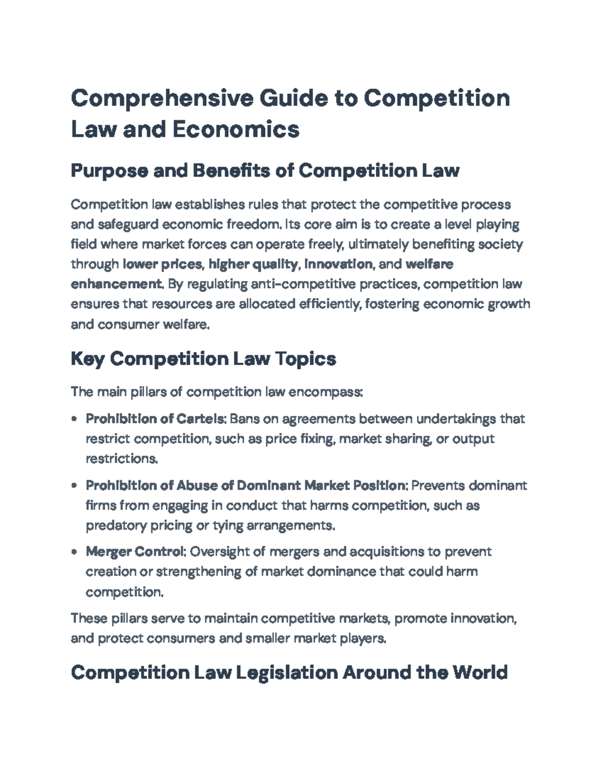 Comprehensive Guide to Competition Law (LAW 101): Economic Implications ...
