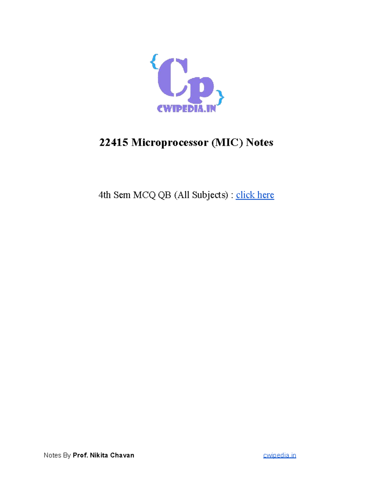 22415 Microprocessor (MIC) 4th Sem Notes: 16-Bit 8086 Overview - Studocu