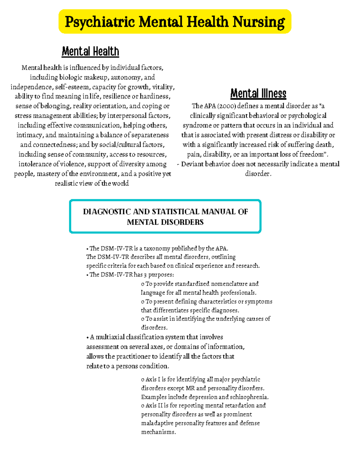Psychiatric Mental Health Nursing: Key Concepts and Interventions - Studocu