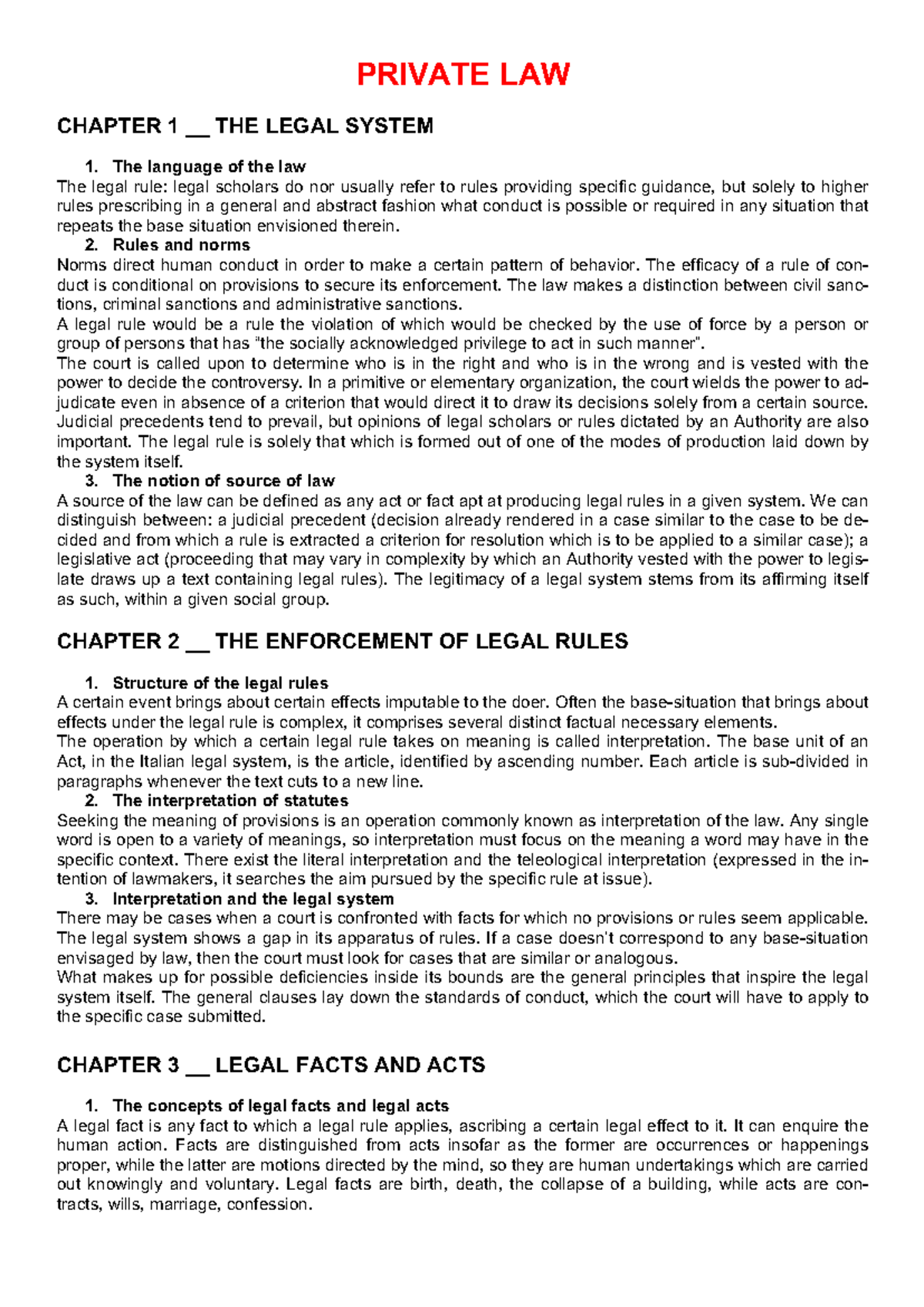 Private Law Overview: Key Concepts and Legal Principles - Studocu