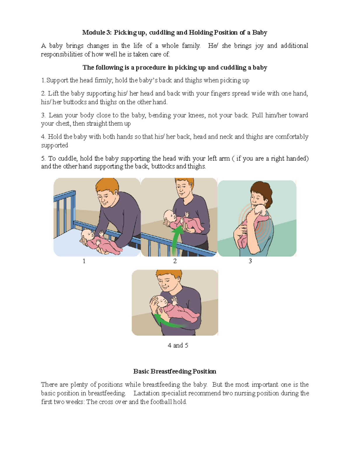 Module 3: Baby Picking, Holding, and Cuddling Techniques - Studocu