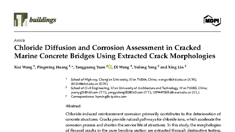 Chloride Diffusion & Corrosion in Cracked Marine Concrete Bridges: A ...