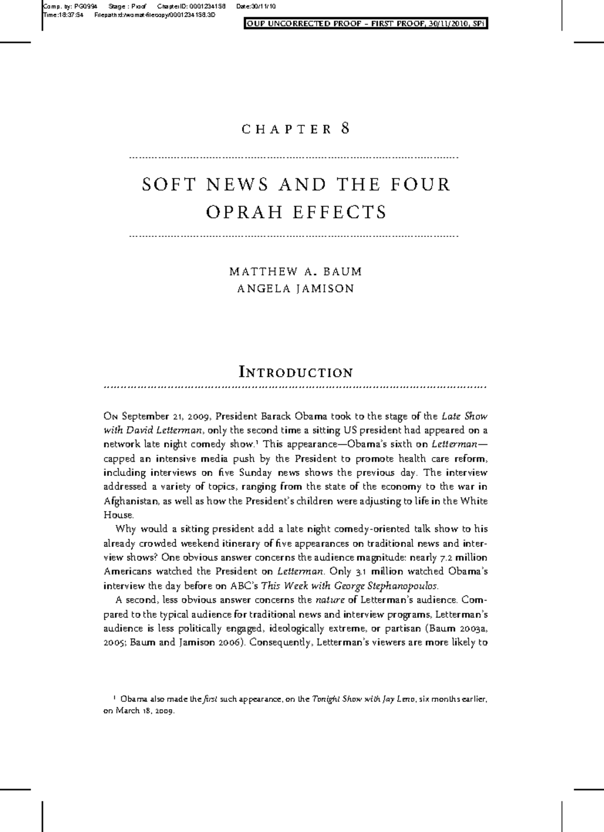 PG0994 Chapter 8: Soft News and the Four Oprah Effects Analysis - Studocu