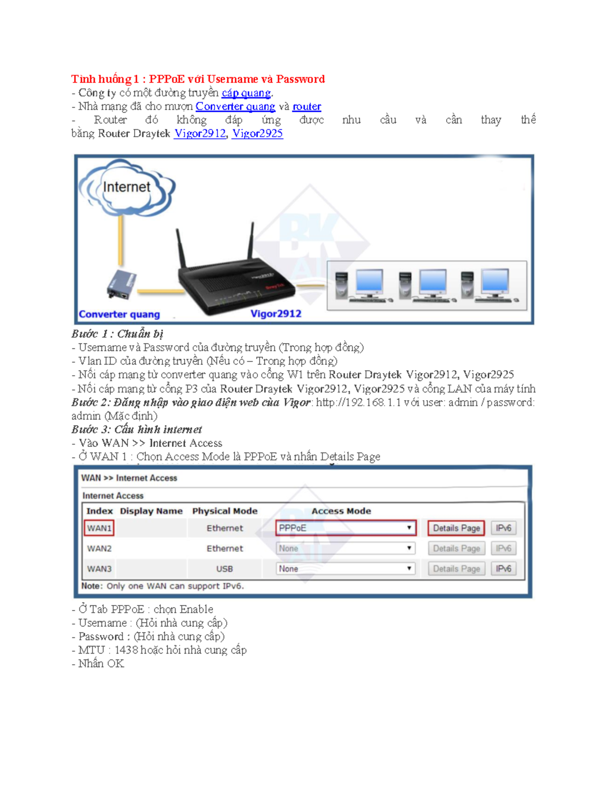 Cấu Hình Cơ Bản Router Draytek 2925: Hướng Dẫn Chi Tiết - Studocu