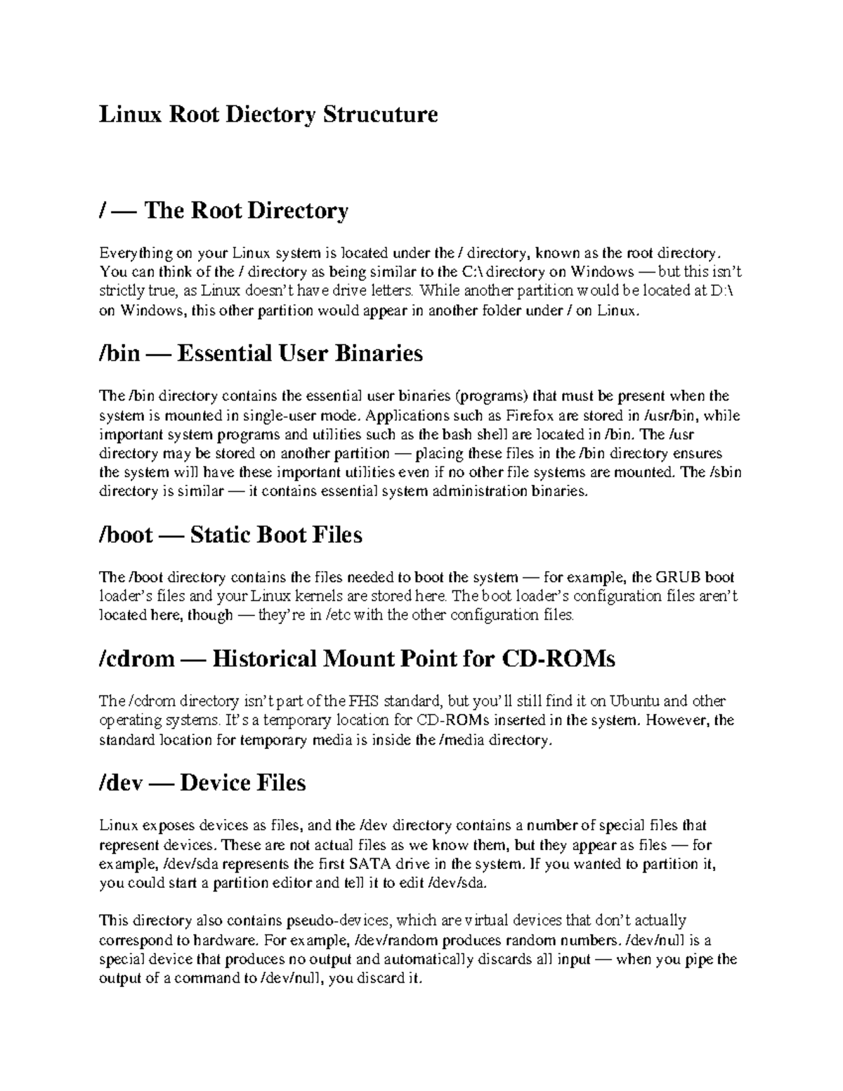 Linux Root Directory Structure Overview - Week 1 MCQs - Studocu