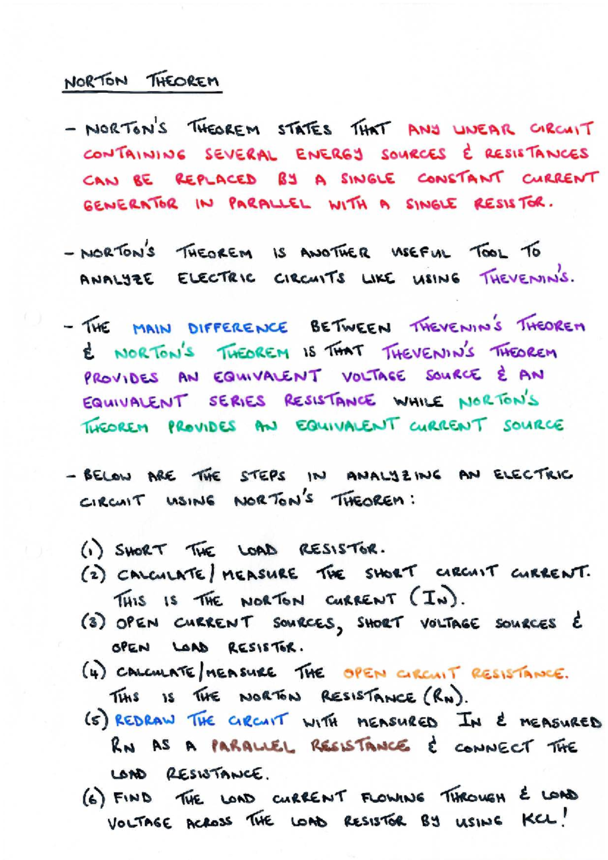03. Norton’s Theorem Class Notes: Analyzing Electric Circuits - Studocu