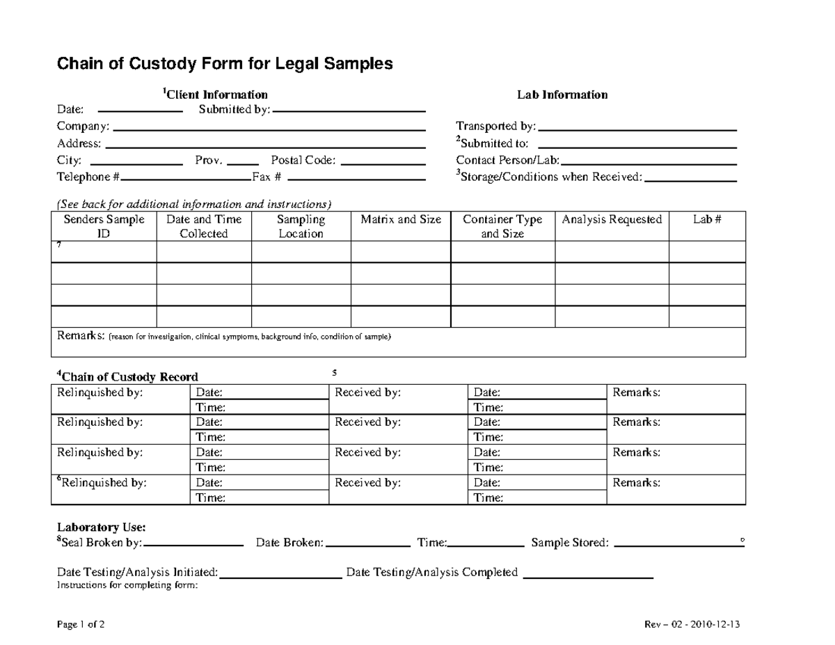 chain-of-custody-form-yes-it-is-difficult-chain-of-custody-form-for-legal-samples-page-1-of-2-studocu